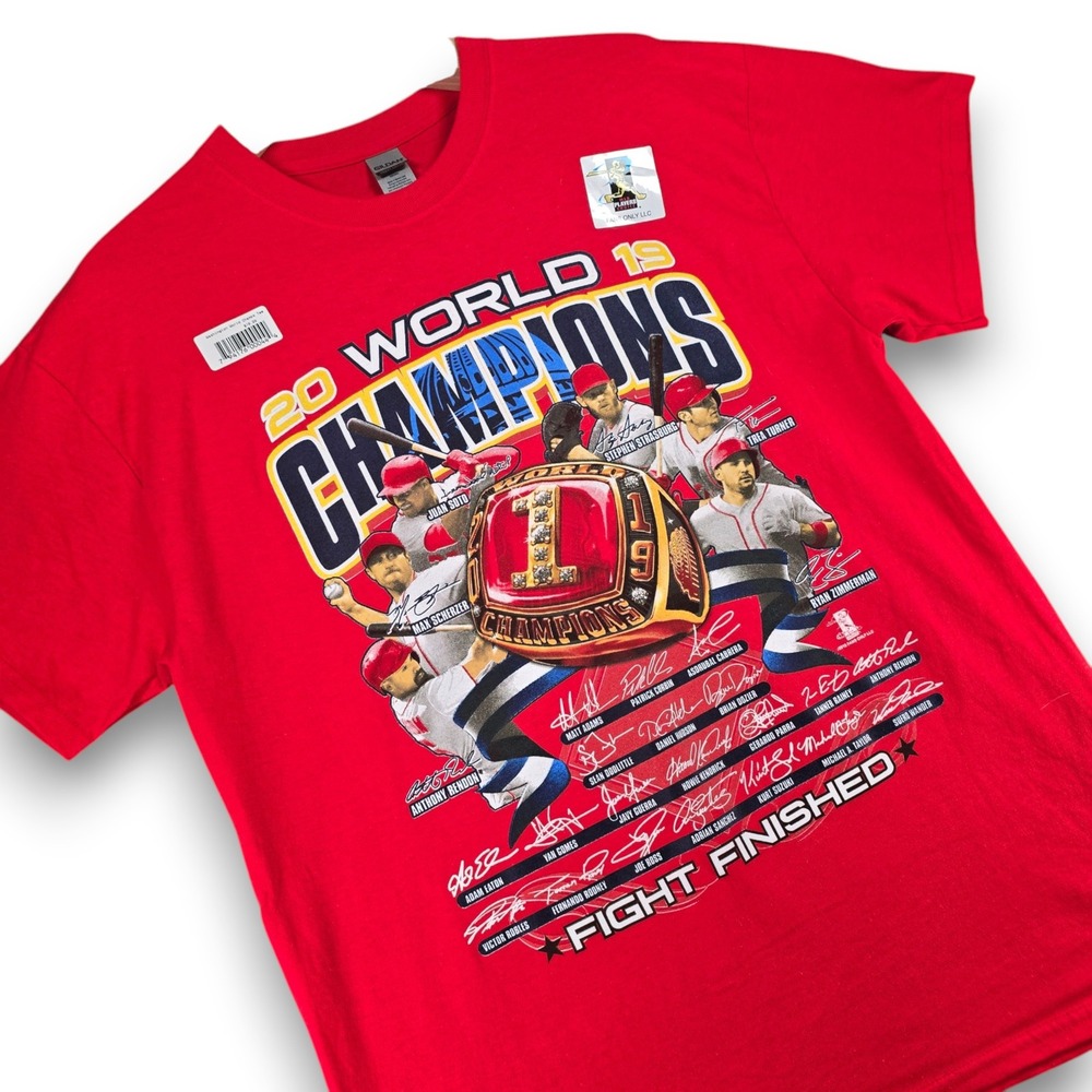 Gildan Washington Nationals 2019 World Series Champions T-Shirt Large Red Cotton
